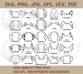 Dog Ears SVG Bundle - The Ultimate Collection | Hand Drawn | Dog ears outline bundle | Svg Clipart bundle | Line art | Tattoo Design | SVG, PNG bundle, Dog Ears SVG - The Ultimate Collection | Hand Drawn | Dog ears outline bundle | Svg Clipart bundle | Line art | Tattoo Design | SVG, PNG bundle